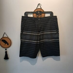 Volcom Striped Black and Gray Shorts